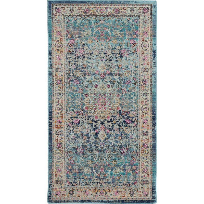 Nourison Vintage Kashan VKA01 Blue/Ivory/Orange Indoor Area Rug - 2' x 4'