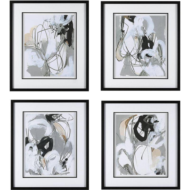 Tangled Threads Black and White Abstract Print Set