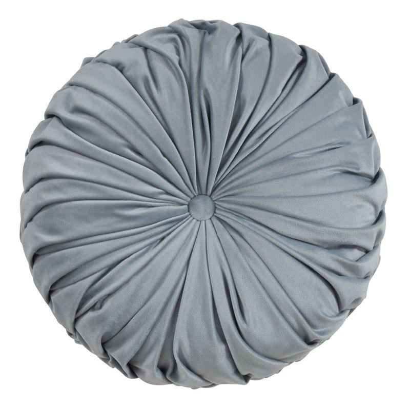 14" Velvet Pintucked Poly Filled Round Throw Pillow - Saro Lifestyle