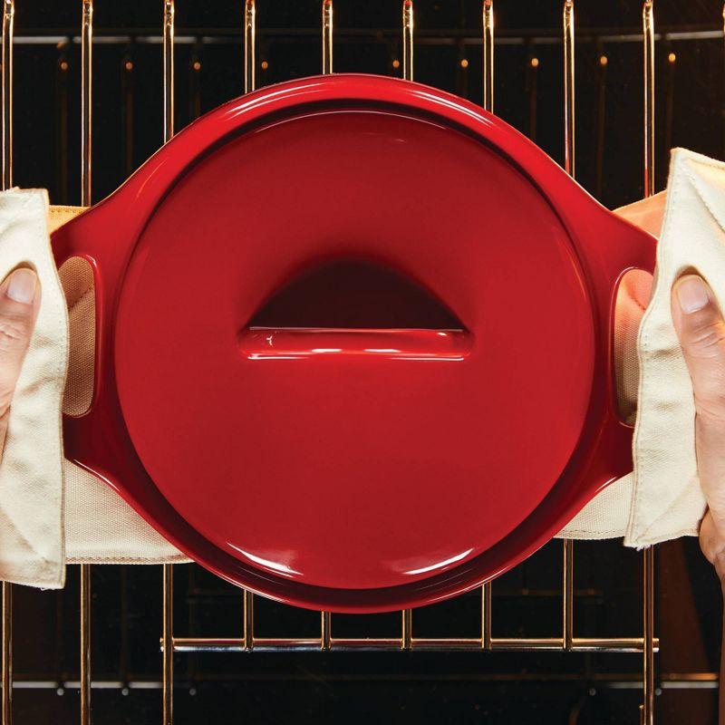 Red Ceramic Round Casserole Dish Set with Lid, 3-Piece