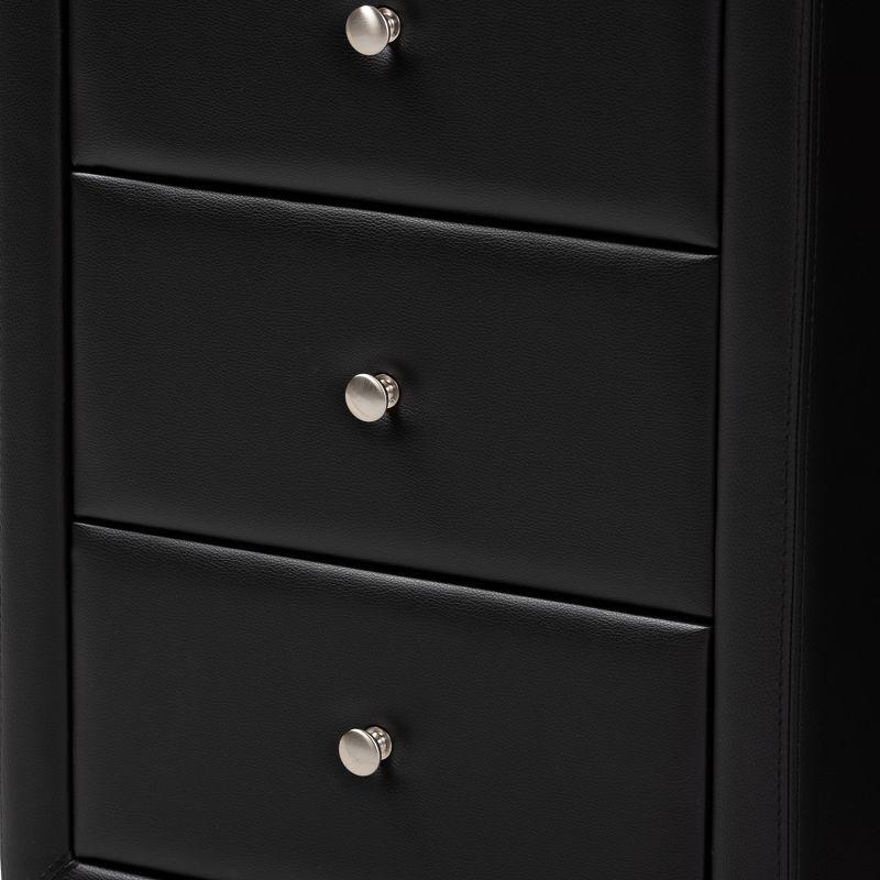 Tessa Faux Leather Upholstered 3 Drawer Nightstand Black - Baxton Studio