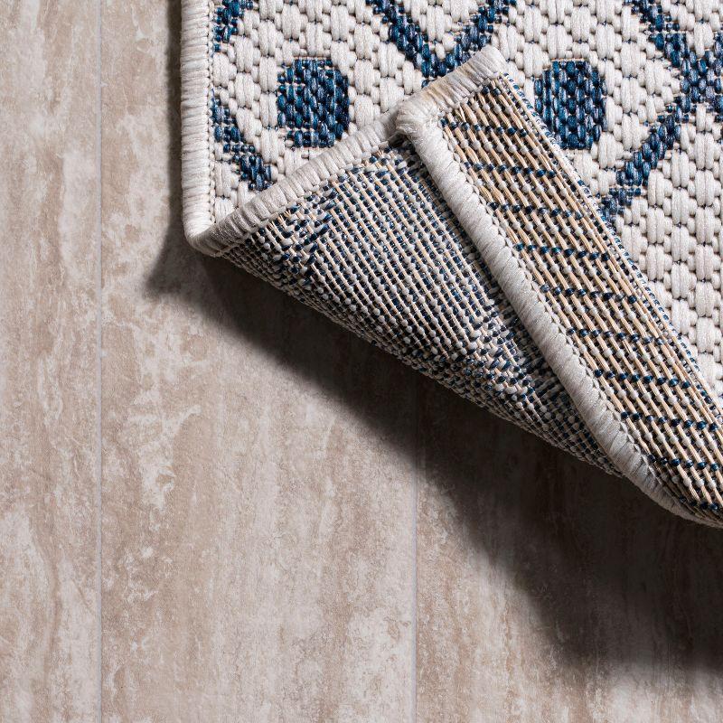 4'x6' Boho Moroccan Indoor/Outdoor Area Rug, Ivory/Navy - JONATHAN Y