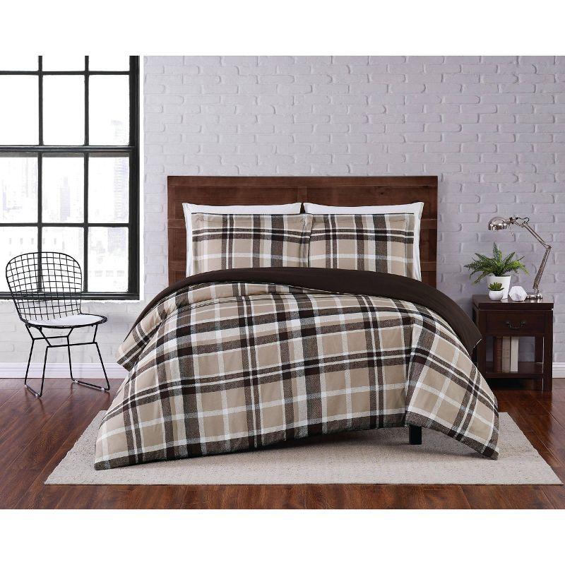 Paulette Plaid Duvet Cover Set Taupe - Truly Soft