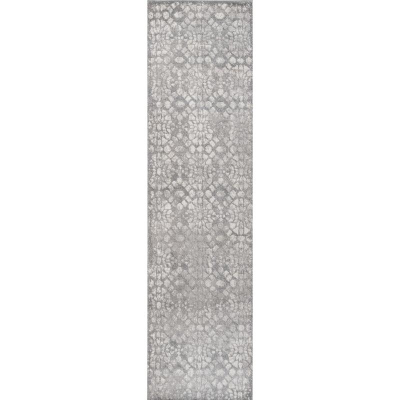 Gray Geometric Synthetic Reversible Runner Rug