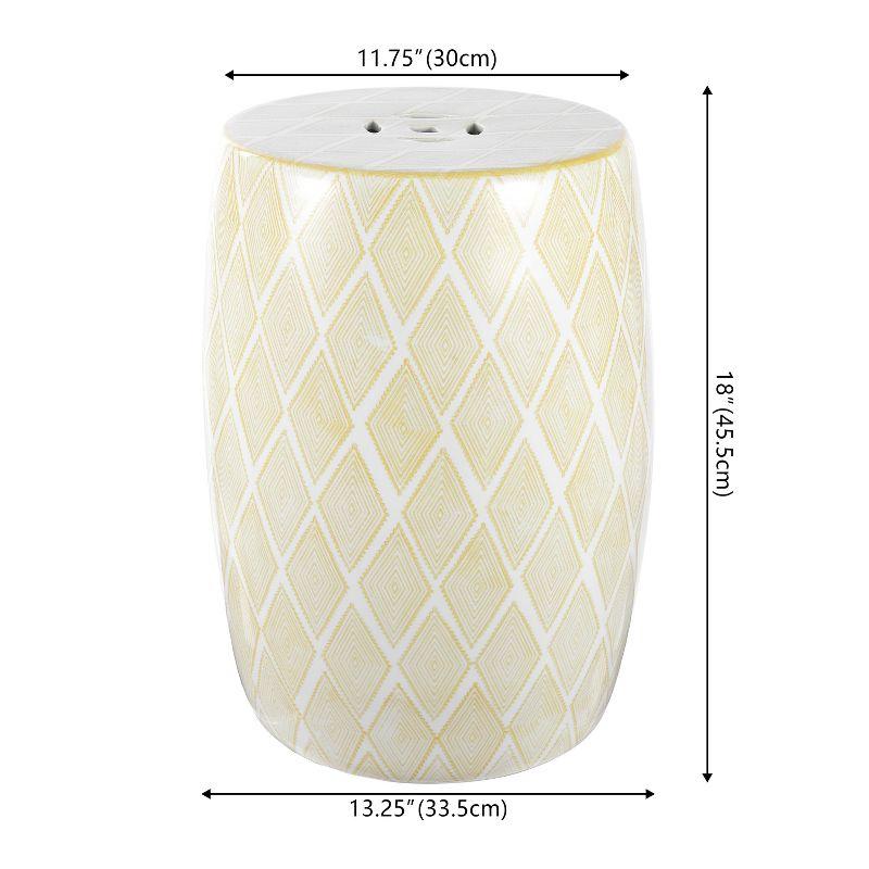 Moroccan Diamonds 18" Ceramic Drum Garden Stool, Yellow - JONATHAN Y