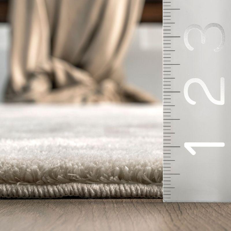 Nuloom Loni Cozy Plush Solid Pet Friendly Premium Machine Washable Shag Area Rug, 5' x 8', Beige