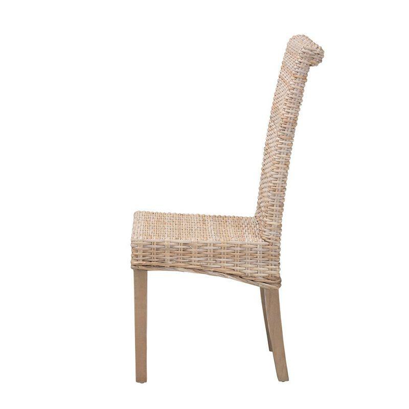 bali & pari Santiago Natural Rattan and Mango Wood Dining Chair Kubu Gray/Rustic Taupe