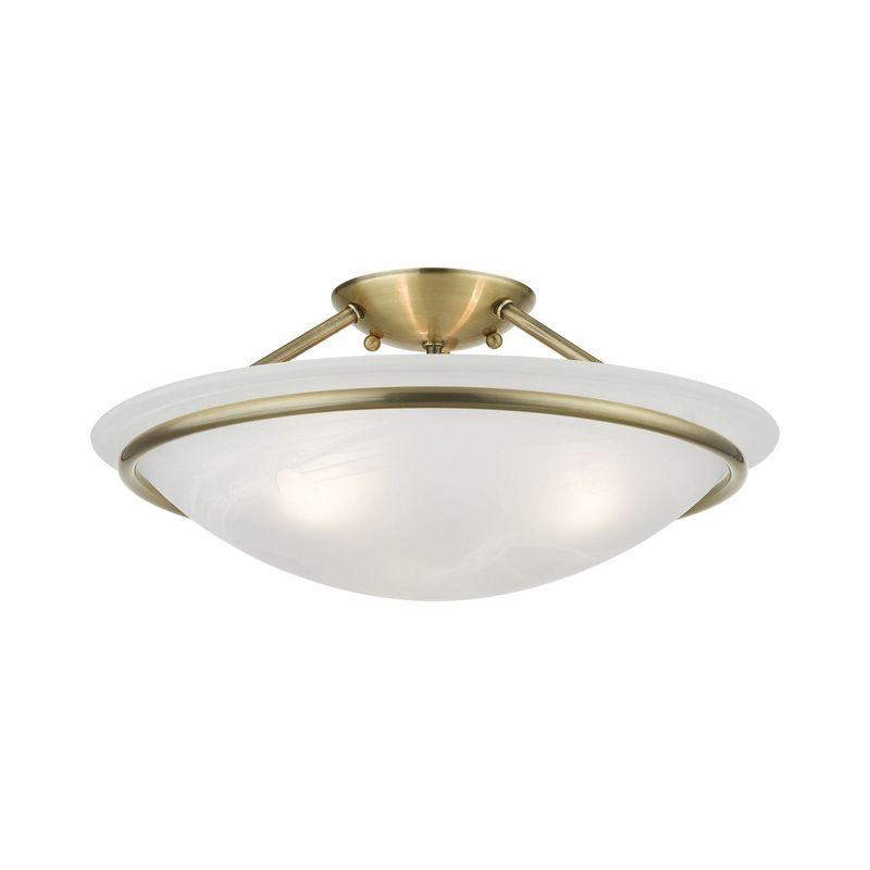 Livex Lighting Newburgh 3 - Light Semi-Flush Mount in  Antique Brass