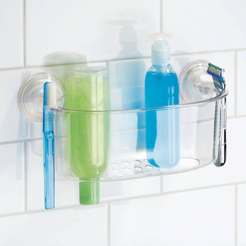 iDESIGN Plastic Power Lock Suction Wall Storage Basket