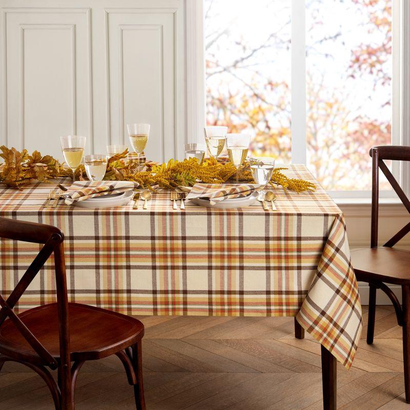 Russet Harvest Plaid Cotton Thanksgiving Tablecloth, 60"x84" Rectangle