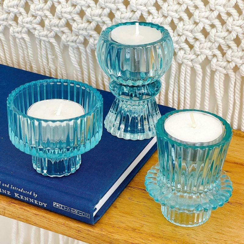 Kate Aspen Dual Sided Ribbed Candlestick/Tealight Holders- Set of 6