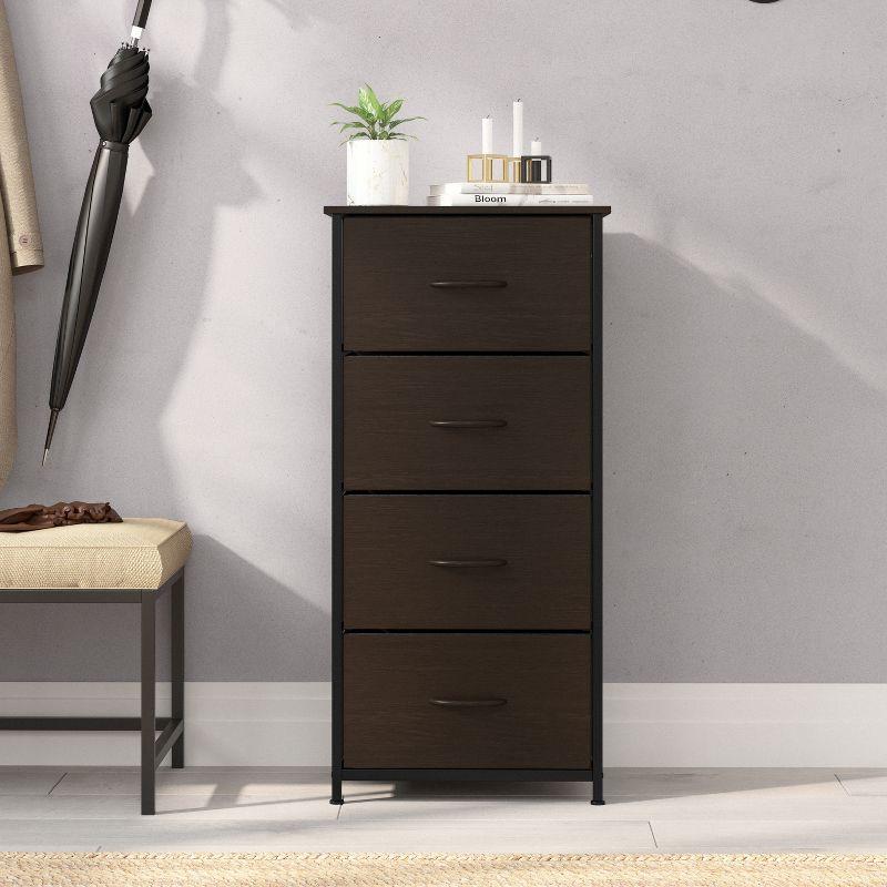 Emma and Oliver 4 Drawer Storage Dresser with Cast Iron Frame, Wood Top and Easy Pull Engineered Wood Drawers with Wooden Handles