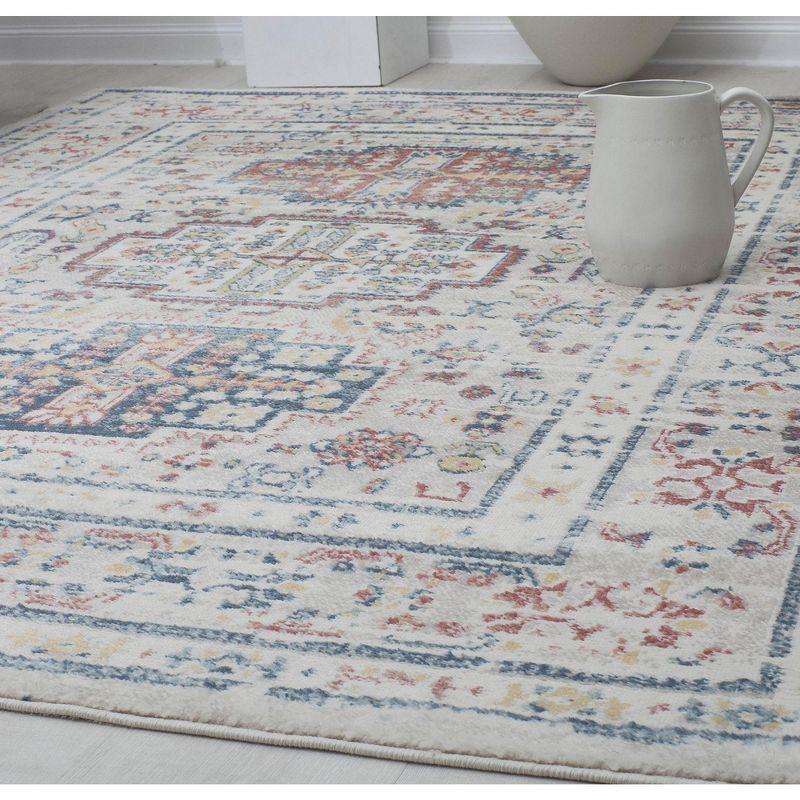 Enchanted Garden Blue Floral 5'x7' Stain-Resistant Area Rug