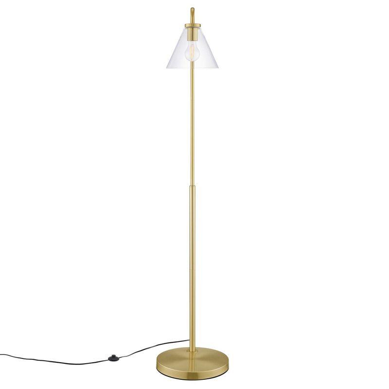 Modway Element Floor Lamp – Transparent Glass and Metal Standing Light with Iron Base, LED Compatible