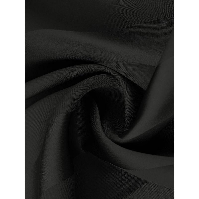 cheibear Women's 3/4 Sleeves Satin Silky Stripe 2 Pcs Pajamas Nightgowns with Robes Black X-Small