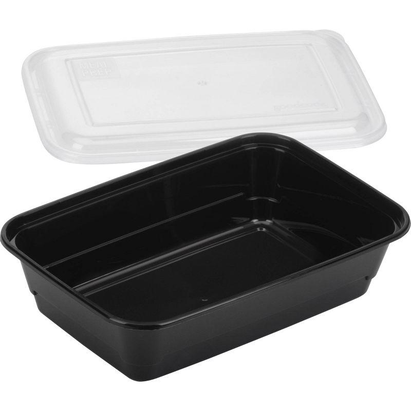 GoodCook Meal Prep 1 Compartment Rectangle Black Containers + Lids - 10ct