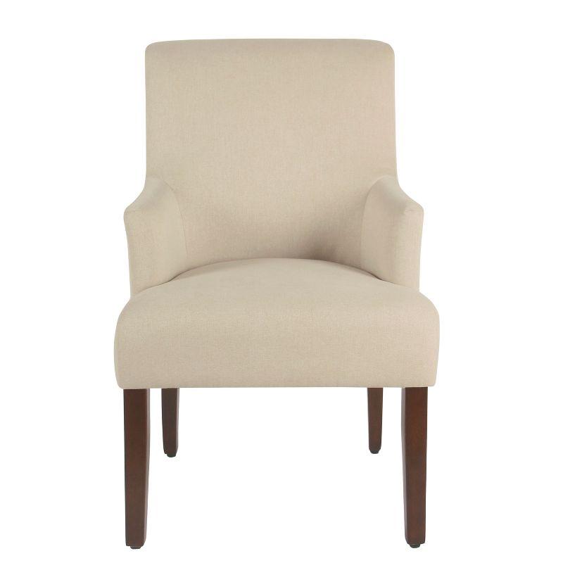 Swoop-Arm Cream Fabric Parsons Side Chair with Wood Legs