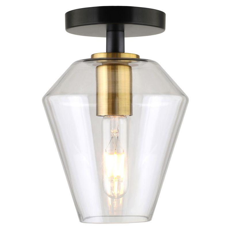Hudson and Canal 7" Wide Semi Flush Mount: UL Listed, Retro-Inspired, Metal/Glass Fixture