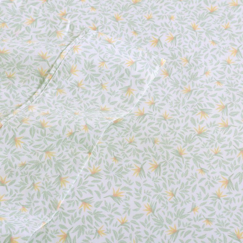 Tommy Bahama Crane Flower 100% Cotton Percale- 4 Piece- Sheet Set  Green- Queen