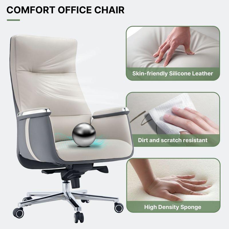 EUREKA ERGONOMIC Royal II, High Back Executive Office Chair,Beige Gray,25.59"D X 29.13"W X 48.03-50.39" H