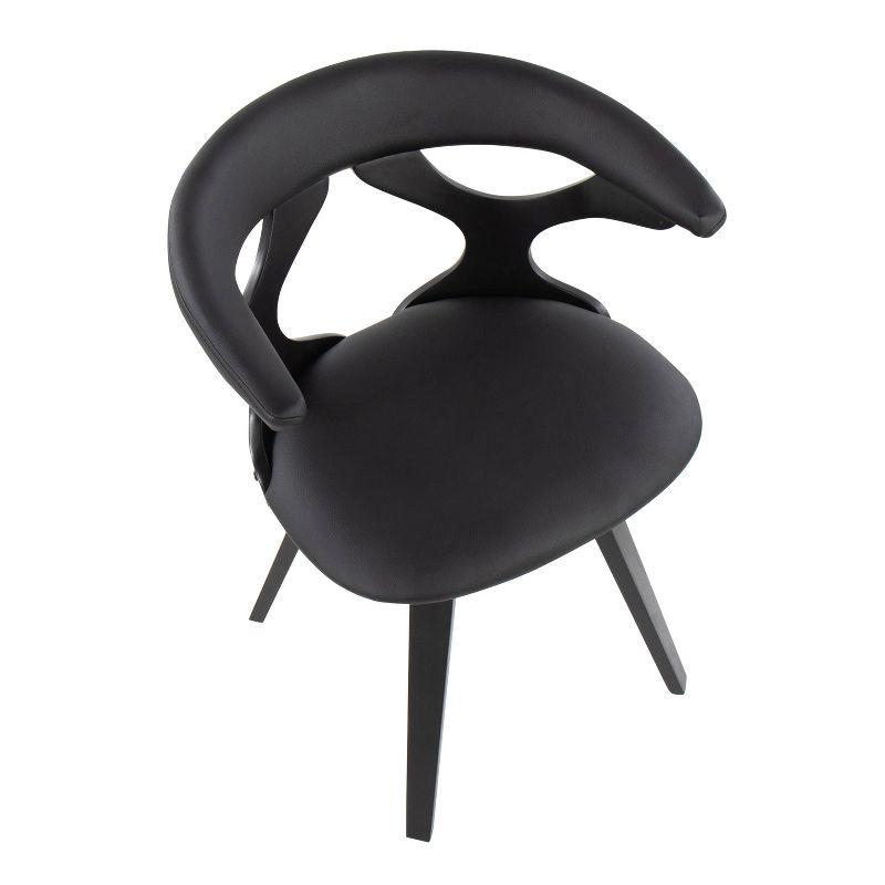 Gardenia PU Leather/Wood Dining Chair Black - LumiSource: Swivel Seat, Padded Upholstery, Bent Wood Legs