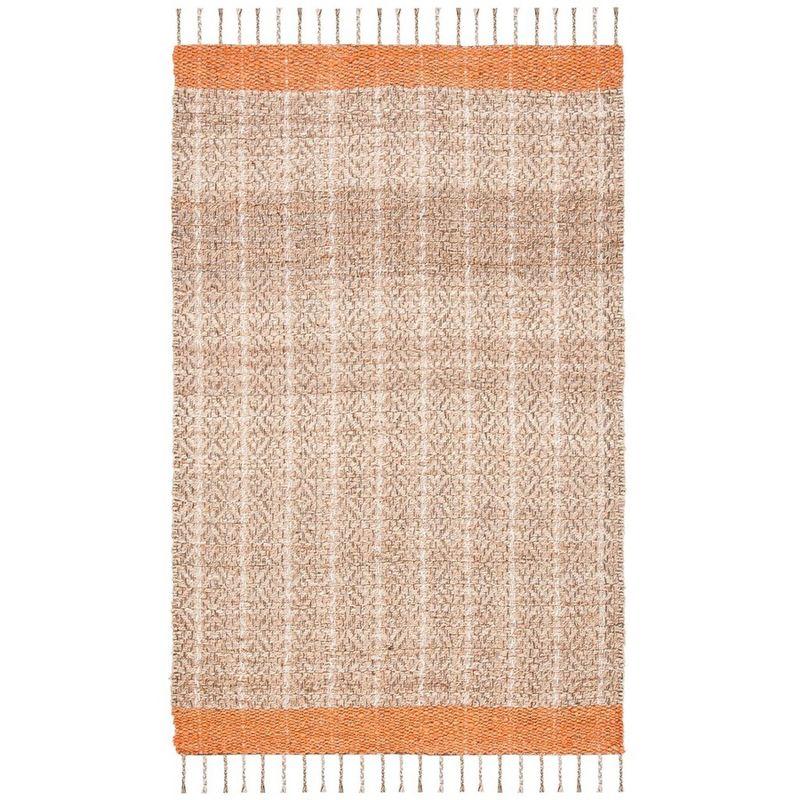 Handmade Square 6' Orange and Natural Wool Area Rug