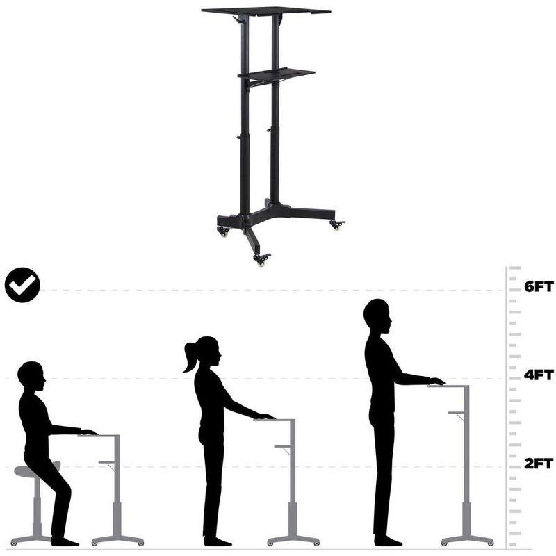 Mount-It! Mobile Standing Height Desk, Portable Podium and Rolling Presentation Lectern, Laptop Stand Up Desk with Caster Wheels