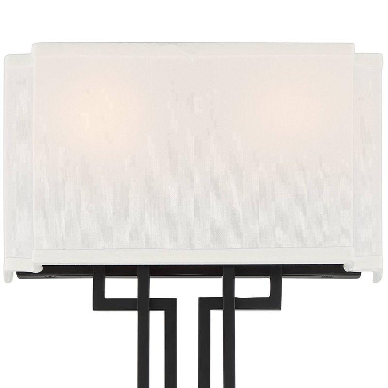 Minka Lavery Modern Wall Light Sconce Coal Hardwired 12" Fixture White Fabric Rectangular Shade for Bedroom Bathroom Living Room