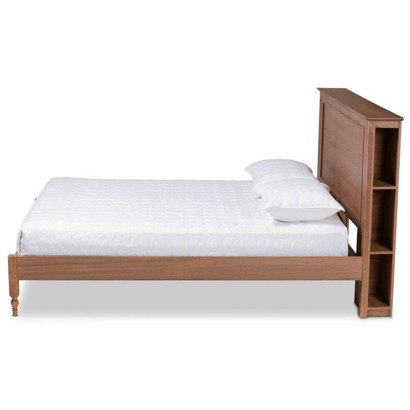 Danielle Full Size Walnut Brown Wood Storage Bed with Shelves