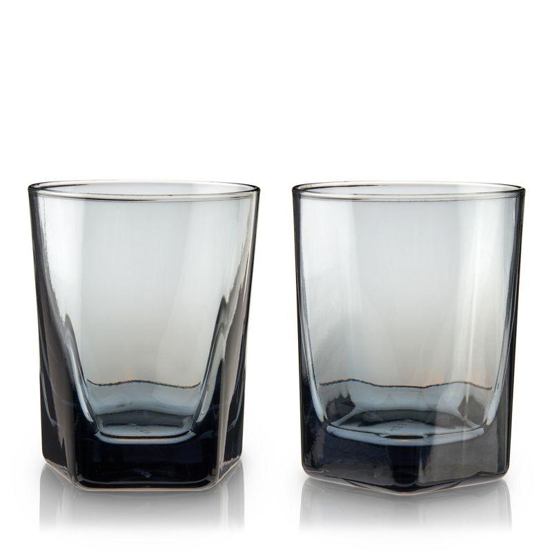 Viski Hexagonal Crystal Double Old Fashioned Glasses in Smoke (Set of 2)