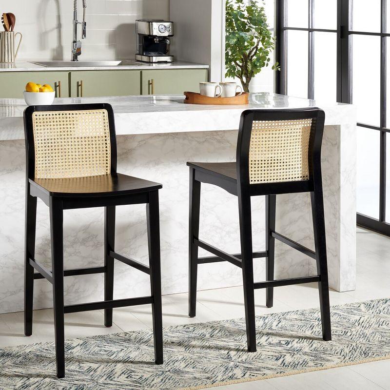 Benicio Black and Natural Rattan Bar Stool Set