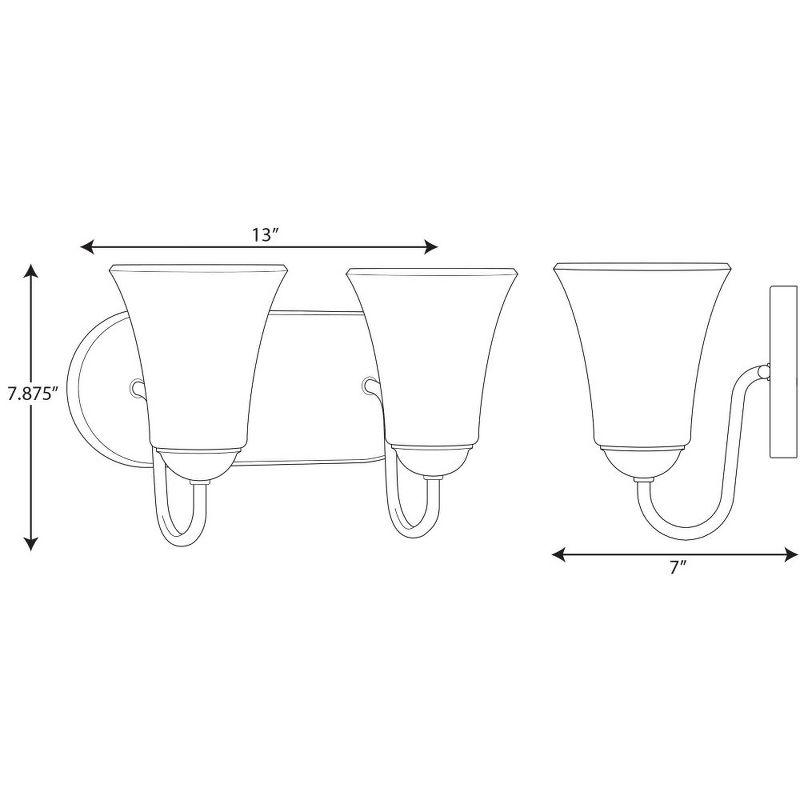 Classic Brushed Nickel 2-Light Bath Vanity with Etched Glass Shades