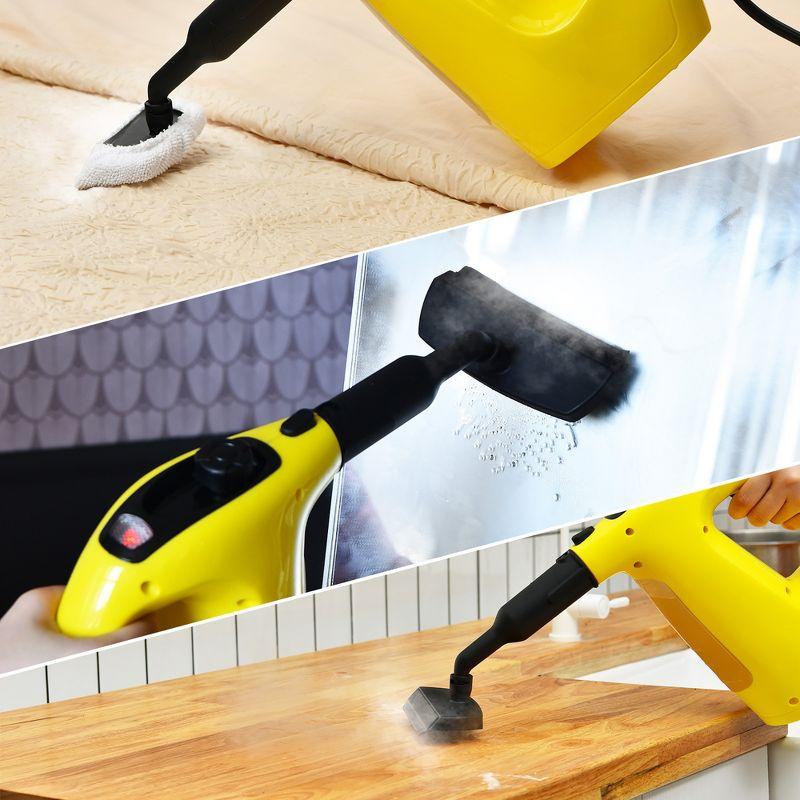 1400W Multipurpose Pressurized Steam Cleaner Mop W/ 17 Pieces Accessories Yellow