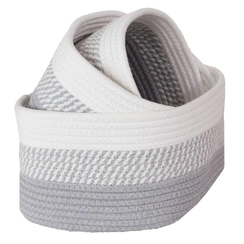 Gray Woven Cotton Rope Storage Basket Set, 3-Piece