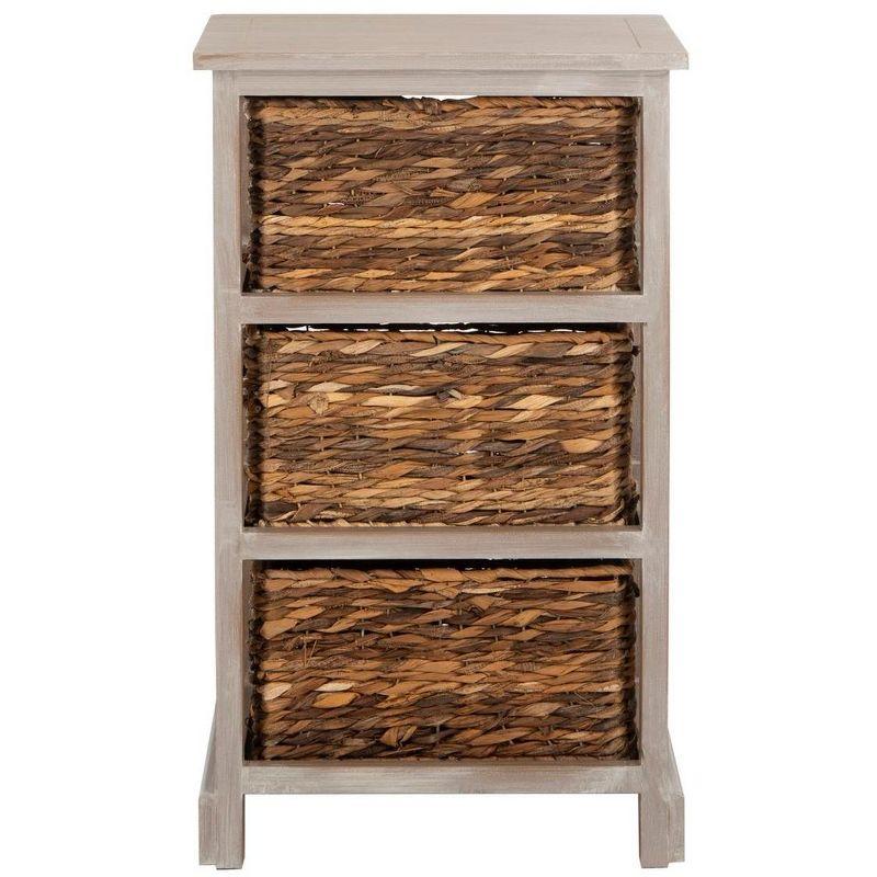 Halle 3 Wicker Basket Storage Side Table - Safavieh