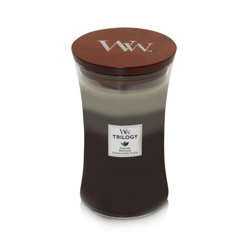 21.5oz Large Hourglass Jar Candle Warm Woods Trilogy - WoodWick