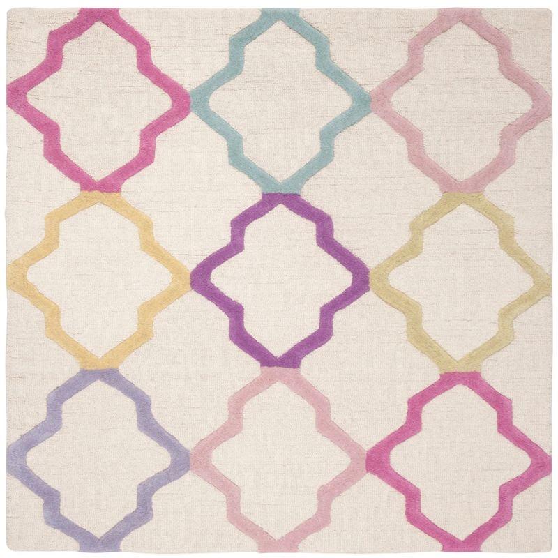 Safavieh Kids SFK102 Hand Tufted Indoor Area Rug - Ivory/Multi - 5'x5' - Safavieh