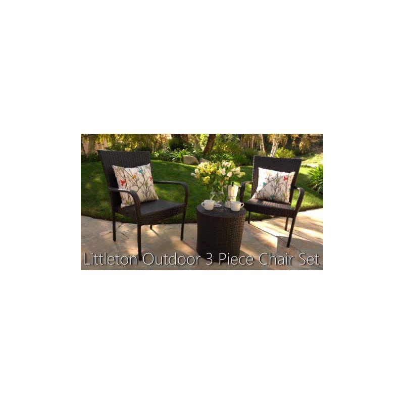 Littleton 3pc All-Weather Wicker Patio Stacking Chair Chat Set - Brown - Christopher Knight Home