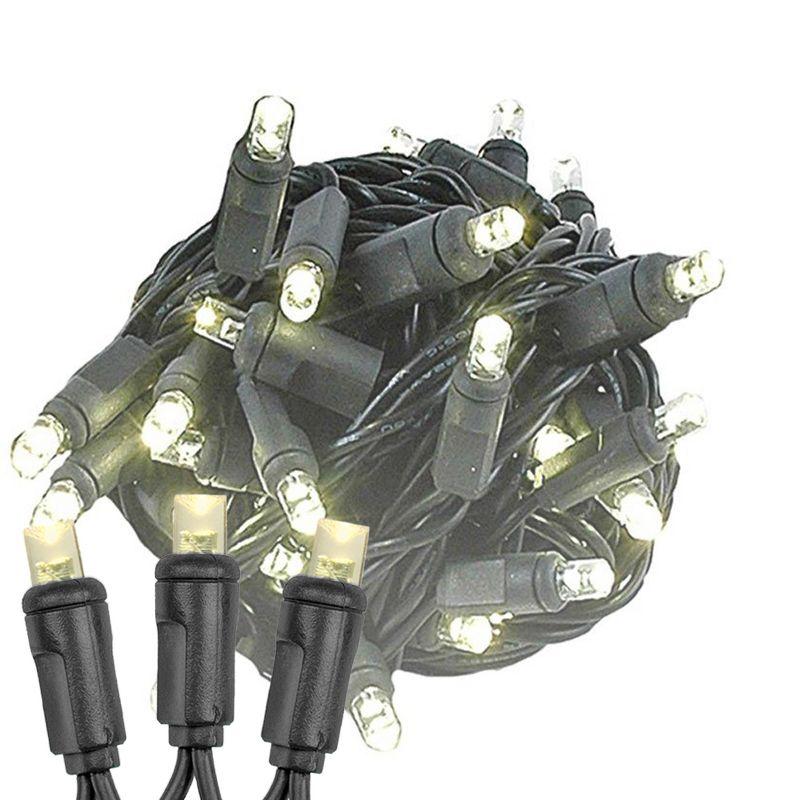 Warm White LED Christmas Tree Lights with Black Wire, 34 Feet