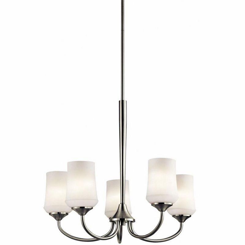 Aubrey Brushed Nickel 5-Light Chandelier with Opal Glass Shades