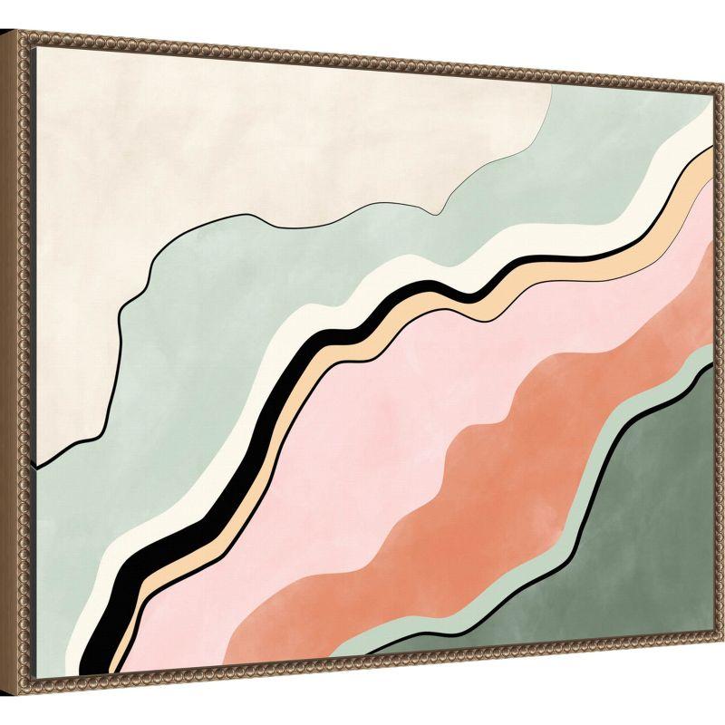 Amanti Art Pink and Green Abstract by Elena Ristova Canvas Wall Art Print Framed 30 x 23-in.