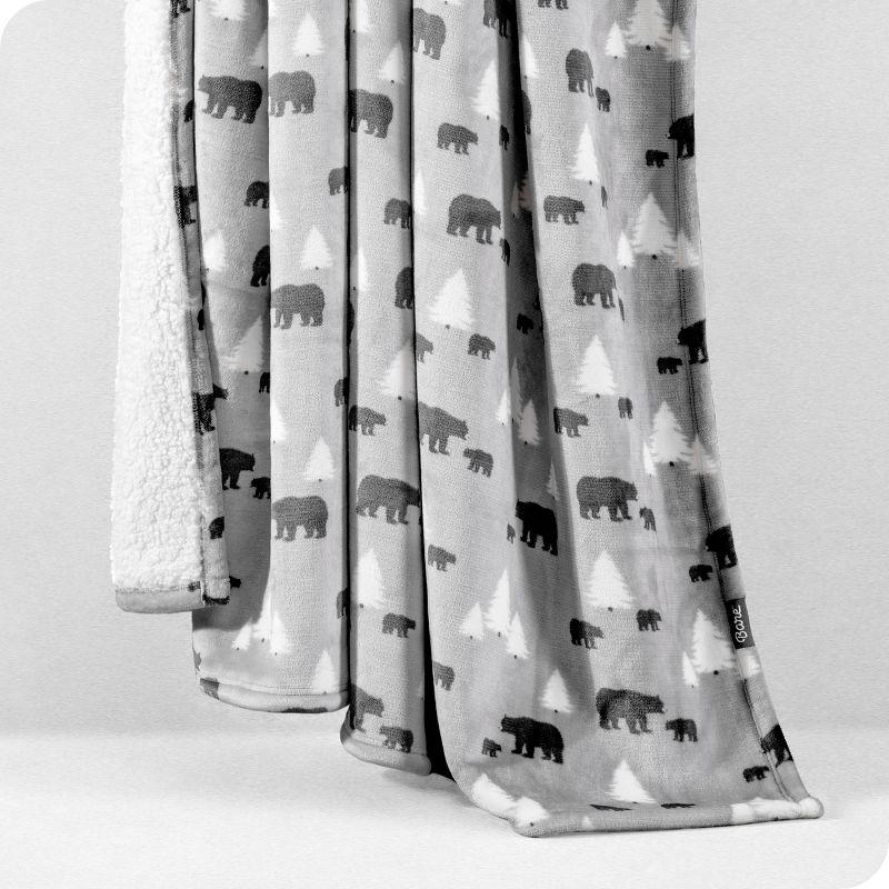 Bare Home Bare Home Printed Sherpa Fleece Blanket - Warm & Lightweight - Soft Plush Blanket - Reversible