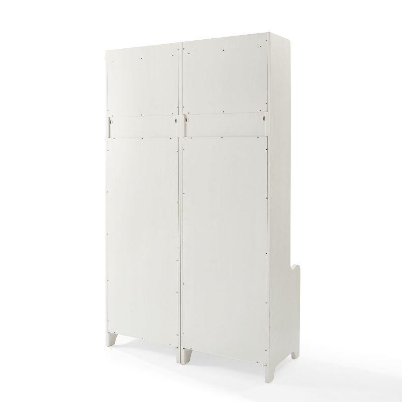 Crosley 2pc Fremont Entryway Kit Two Towers White: Hall Tree Organizer with 4 Hooks, Wood Veneer, Metal Hardware