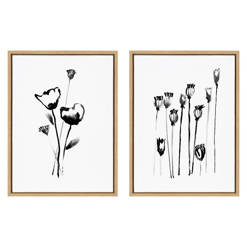 Kate & Laurel All Things Decor 18"x24" (Set of 2) Sylvie Wildflowers and Seed Pods by Teju Reval Framed Wall Canvas Set Natural