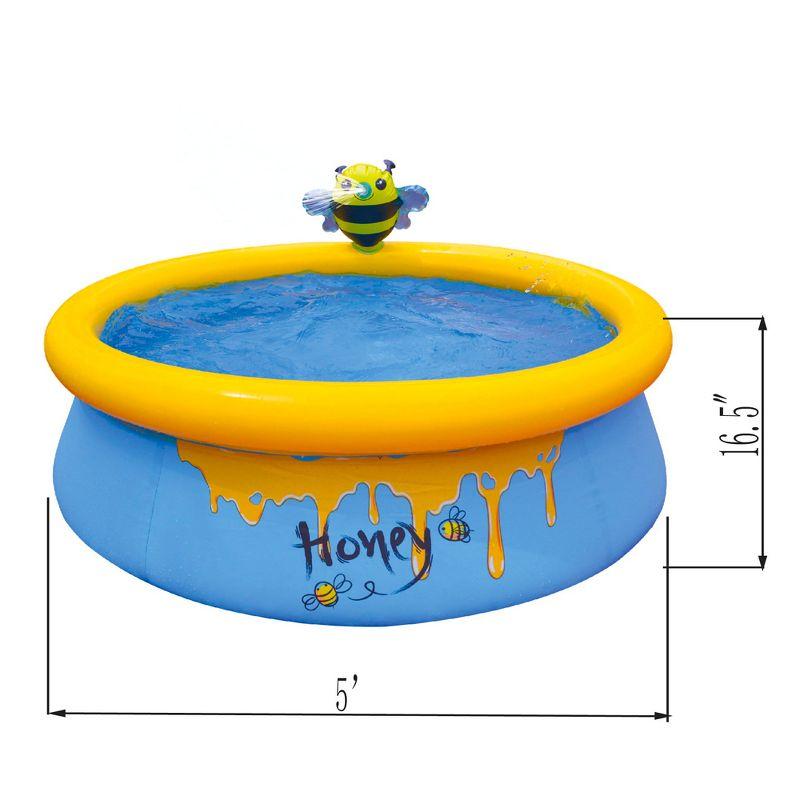 JLeisure Sun Club 12010 5 Foot x 16.5 Inch 1 to 2 Person Capacity 3D Kids Outdoor Above Ground Inflatable Kiddie Swimming Pool, Blue