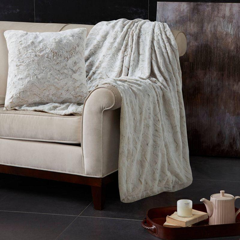 Madison Park Faux Fur Striped Throw Pillow