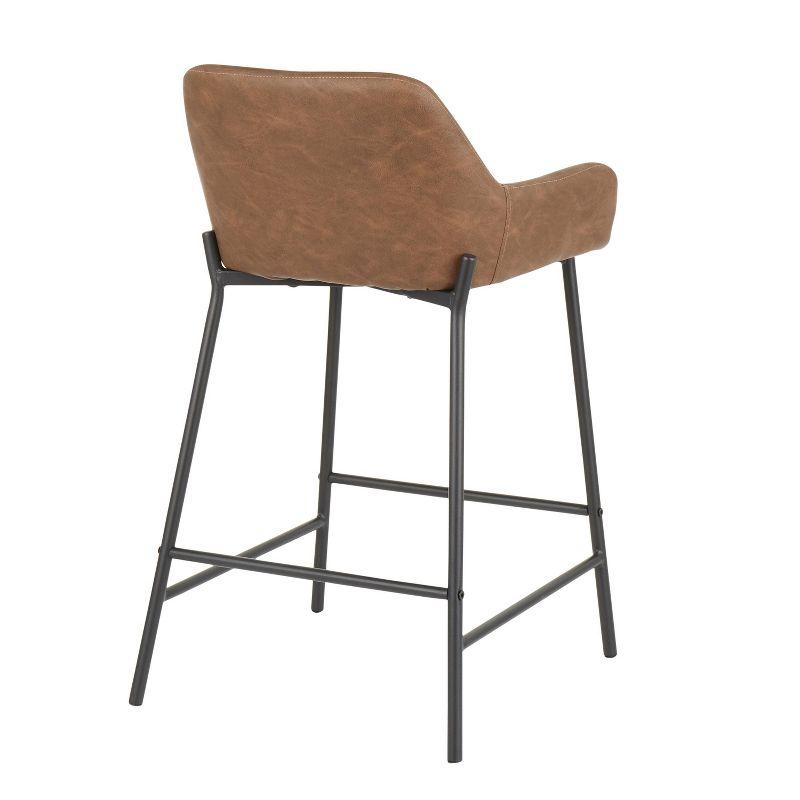 Set of 2 Daniella Industrial Counter Height Barstool Espresso: LumiSource, Faux Leather, Metal Frame, 250lb Capacity