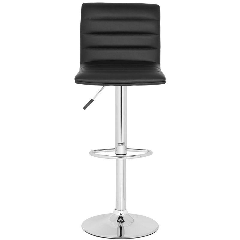 Transitional Black Leather Swivel Adjustable Bar Stool