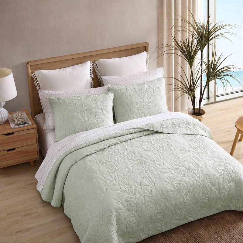 Sage Green Coastal King Cotton Quilt, Reversible and Lightweight