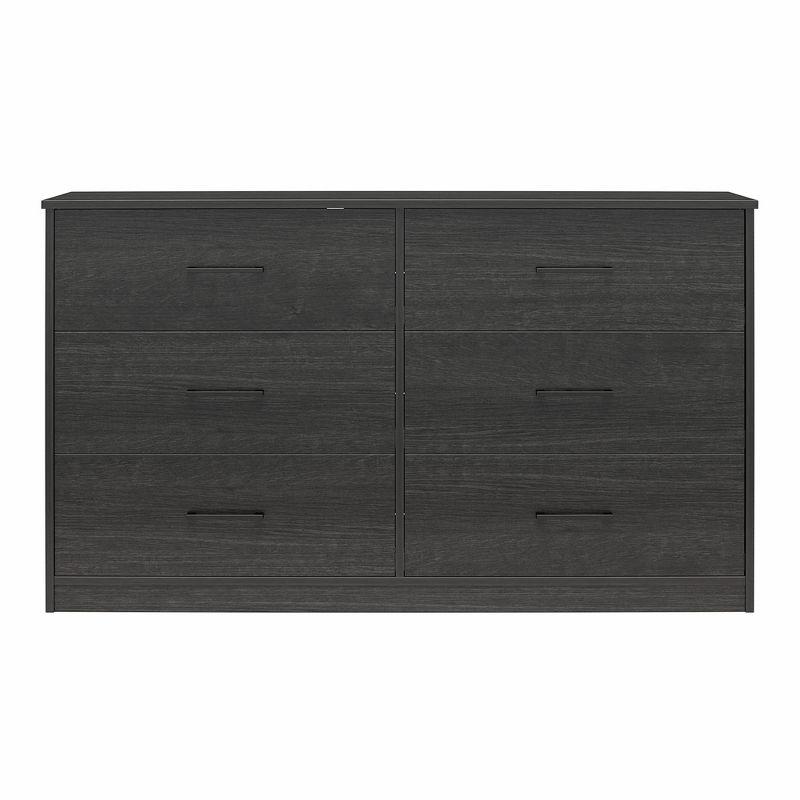 Black Oak Wide 6 Drawer Horizontal Dresser